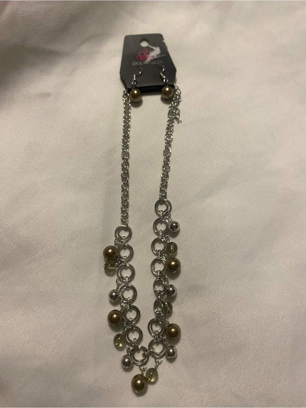 Gold Pearl Accent Silver-Tone Link Necklace by POESSEZ?